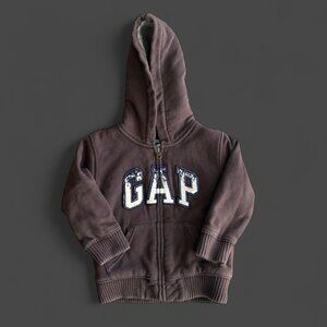 Gap brown zip up hoodie with white logo Size 3 years #kids